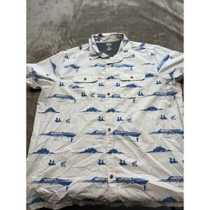 CROFT &‎ BARROW Shirt Mens 2XB Quick Dry White  Outdoor Fishing Pockets Fish